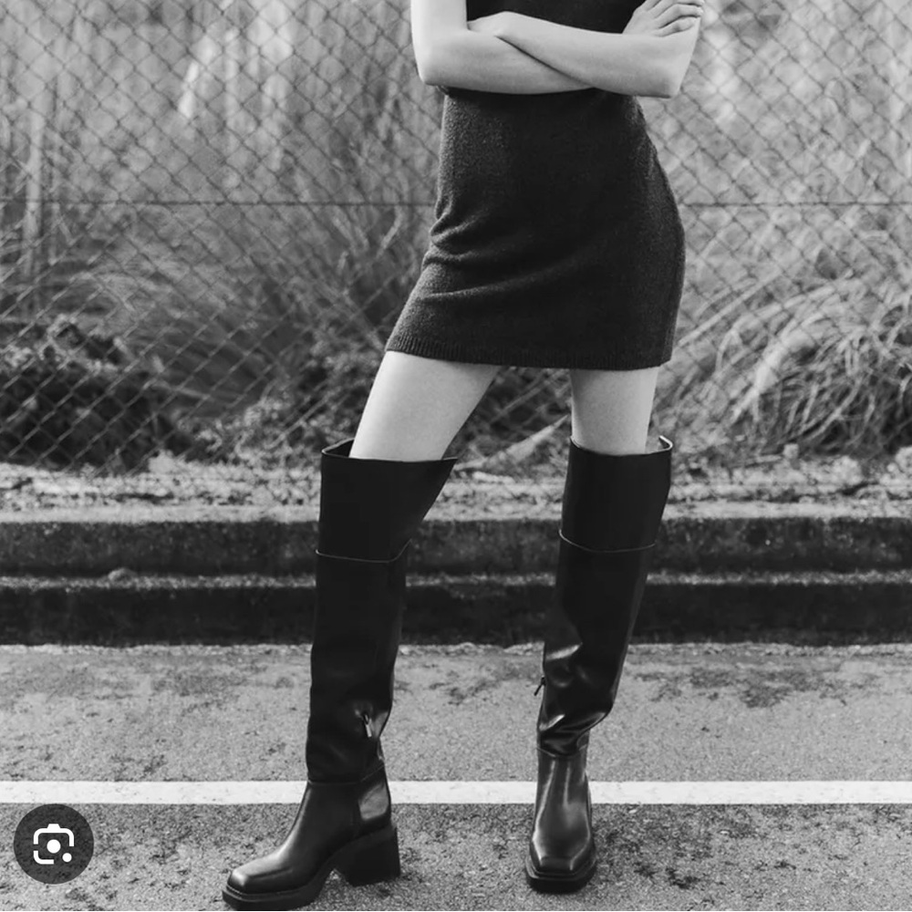 Zara Black Knee-High Boots